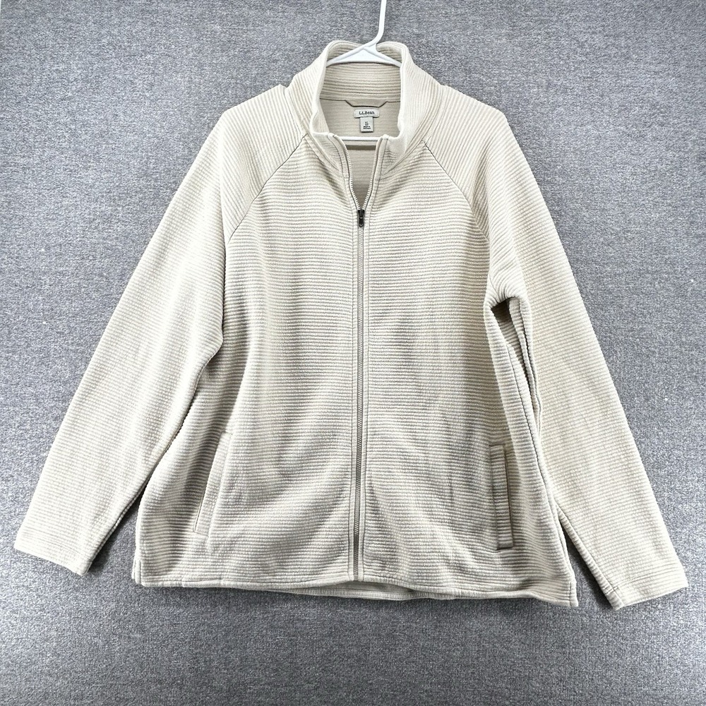 LL Bean Full Zip Windbreaker Jacket Men Size XL Beige Casual Outdoor